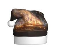 UFhgjjb Christmas Hat for Adult â€“ Festive Santa Hat Unisex Burning flame Print Xmas Headwear, Plush Holiday Party Hat