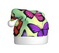 UFhgjjb Christmas Hat for Adult – Festive Santa Hat Unisex Butterfly Swarm Print Xmas Headwear, Plush Holiday Party Hat