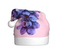 UFhgjjb Christmas Hat for Adult â€“ Festive Santa Hat Unisex Close up of grapes Print Xmas Headwear, Plush Holiday Party Hat