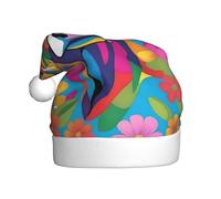 UFhgjjb Christmas Hat for Adult â€“ Festive Santa Hat Unisex Colorful big flower cattle Print Xmas Headwear, Plush Holiday Party Hat
