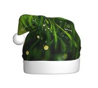 UFhgjjb Christmas Hat for Adult â€“ Festive Santa Hat Unisex Dew on the grass Print Xmas Headwear, Plush Holiday Party Hat