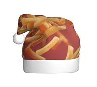UFhgjjb Christmas Hat for Adult – Festive Santa Hat Unisex French fries thrown into the air Print Xmas Headwear, Plush Holiday Party Hat