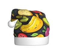 UFhgjjb Christmas Hat for Adult – Festive Santa Hat Unisex Fruit color fusion Print Xmas Headwear, Plush Holiday Party Hat