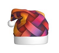 UFhgjjb Christmas Hat for Adult â€“ Festive Santa Hat Unisex Interweaving of lines and colors Print Xmas Headwear, Plush Holiday Party Hat