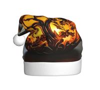 UFhgjjb Christmas Hat for Adult – Festive Santa Hat Unisex pumpkin carving lamp Print Xmas Headwear, Plush Holiday Party Hat