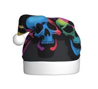 UFhgjjb Christmas Hat for Adult â€“ Festive Santa Hat Unisex Skeletons are wailing Print Xmas Headwear, Plush Holiday Party Hat