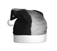 UFhgjjb Christmas Hat for Adult – Festive Santa Hat Unisex White cat looking into the distance Print Xmas Headwear, Plush Holiday Party Hat
