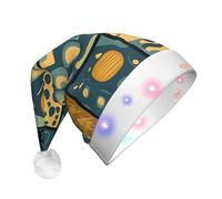UFhgjjb Color fusion of sugar cubes Print LED Christmas Hat for Adults - Festive Santa Hat, Plush Unisex Holiday Headwear for Xmas, New Year