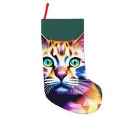 UFhgjjb Colored diamond cat head Print 18in Christmas Stockings â€“ Holiday Hanging Ornament for Fireplace, Home Decor â€“ Festive Candy Bag