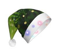 UFhgjjb Dew on the grass Print LED Christmas Hat for Adults - Festive Santa Hat, Plush Unisex Holiday Headwear for Xmas, New Year