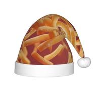 UFhgjjb French fries thrown into the air Print Christmas Hat for Kids â€“ Holiday Headwear for Christmas, New Year, Party Favors â€“ Unisex Warm Cap