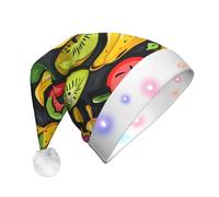 UFhgjjb Fruit color fusion Print LED Christmas Hat for Adults - Festive Santa Hat, Plush Unisex Holiday Headwear for Xmas, New Year