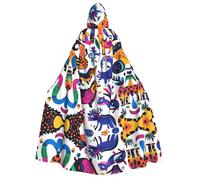 UFhgjjb Halloween Hooded Cloak Costume Cape â€“ Adult Colorful Dinosaur War Print Costume Robe for Masquerade, Carnival, Comic Exhibition
