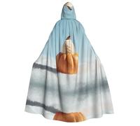 UFhgjjb Halloween Hooded Cloak Costume Cape – Adult Pumpkin and ice cream Print Costume Robe for Masquerade, Carnival, Comic Exhibition