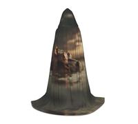 UFhgjjb L Halloween Hooded Cape - Unisex Hippopotamus observing the shore Print Cosplay Robe for Parties, Carnivals, Comic Exhibitions, and More