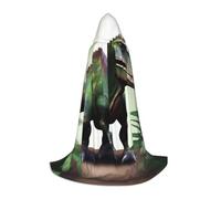 UFhgjjb L Halloween Hooded Cape - Unisex Poisoned Dinosaur Print Cosplay Robe for Parties, Carnivals, Comic Exhibitions, and More