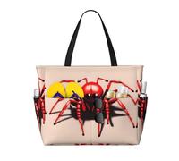 UFhgjjb Large Capacity Tote Bag â€“ Cute little red spider Print Travel Beach Bag with Multiple Pockets for Vacation, Camping, Cruise