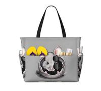 UFhgjjb Large Capacity Tote Bag â€“ Grey rat Print Travel Beach Bag with Multiple Pockets for Vacation, Camping, Cruise