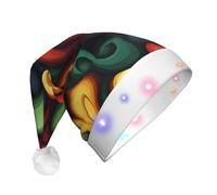 UFhgjjb Love flows again Print LED Christmas Hat for Adults - Festive Santa Hat, Plush Unisex Holiday Headwear for Xmas, New Year