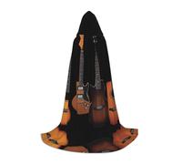 UFhgjjb M Halloween Hooded Cape - Unisex Music guitar Print Cosplay Robe for Parties, Carnivals, Comic Exhibitions, and More