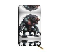 UFhgjjb Mysterious Beast Print Leather Wallet â€“ Lightweight Bifold Clutch, Multiple Card Slots & Zipper Coin Pocket