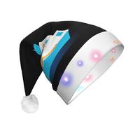 UFhgjjb Over the sea Print LED Christmas Hat for Adults - Festive Santa Hat, Plush Unisex Holiday Headwear for Xmas, New Year