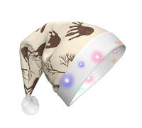 UFhgjjb Overlapping footprints Print LED Christmas Hat for Adults - Festive Santa Hat, Plush Unisex Holiday Headwear for Xmas, New Year