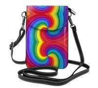 UFhgjjb Rainbow Swirl Print Small Cell Phone Purse â€“ Crossbody Wallet Bag with Adjustable Strap, Perfect for Travel & Daily Use