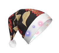 UFhgjjb Red berries on the vine Print LED Christmas Hat for Adults - Festive Santa Hat, Plush Unisex Holiday Headwear for Xmas, New Year