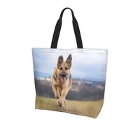 UFhgjjb Running german shepherd dog Print Shoulder Bag for Women â€“ Large Reusable Tote Bag, Storage Tote for Shopping, Daily Life Accessories
