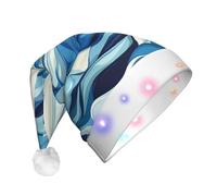 UFhgjjb Sailing boat on the sea Print LED Christmas Hat for Adults - Festive Santa Hat, Plush Unisex Holiday Headwear for Xmas, New Year