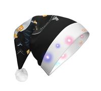 UFhgjjb Science Fiction Print LED Christmas Hat for Adults - Festive Santa Hat, Plush Unisex Holiday Headwear for Xmas, New Year