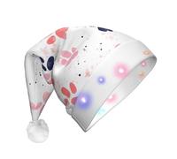 UFhgjjb Small footprints Print LED Christmas Hat for Adults - Festive Santa Hat, Plush Unisex Holiday Headwear for Xmas, New Year