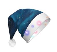 UFhgjjb The beauty under the night sky Print LED Christmas Hat for Adults - Festive Santa Hat, Plush Unisex Holiday Headwear for Xmas, New Year