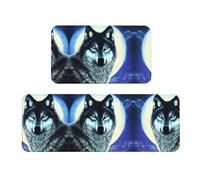 UFhgjjb wolf under moon Print Kitchen Floor Mat 2 Sets â€“ Crystal Velvet Rugs for Laundry Room, Dining Room, Sink, Outdoor Entrance