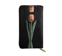 UFhgjjb Yellow Purple Tulip Flowers Print Leather Wallet â€“ Lightweight Bifold Clutch, Multiple Card Slots & Zipper Coin Pocket