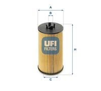 UFI Oil Filter Insert 106mm Height 57mm Diameter Fits Opel Vauxhall 25.199.00