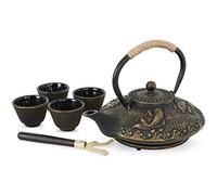 Ufine Koi Fish Cast Iron Teapot Set Stove Top Tea Kettle with 4 Cups Japanese Style Tetsubin Tea Gift Set, 26 oz with Stainless Steel Infuser