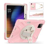 UFinetech for Xiaomi Mi Pad 7/ Mi Pad 7 Pro Case, MiPad 7/ Pad 7 Pro Shockproof Case, 360 Rotate Stand Hand Strap Shoulder Strap Pencil Holder Protective Cover, Tablet for Men Women Kids, Sakura Pink