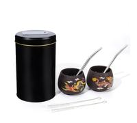 Ufist Yerba Mate Cup Set, Include 1100ml Tea Container, 2 Ceramic Color Changing Mate Cups with Bombilla Straws and Cleaning Brush