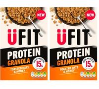 UFIT Protein Granola Toasted Oats & Honey 375g - High Protein Breakfast - Healthy Wholegrain Cereal - Quick & Nutritious Start (Pack of 2)