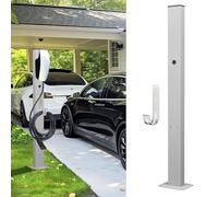 Ufixed Outdoor EV Charger Pedestal with Cable Holder for Tesla Charger, Home EV Charger Stand Post Pole Outdoor | Heavy Duty, Easy to Install, Durable, Silver