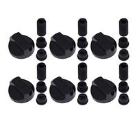 Ufixt 6 x Fits Hotpoint, Howdens, Hygena, Indesit, Lamona and LG Universal Cooker/Oven/Grill Control Knob And Adaptors Black
