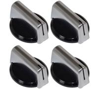 Ufixt Baumatic Compatible Replacement Black Silver Oven Cooker Hob Control Knob Pack of 4