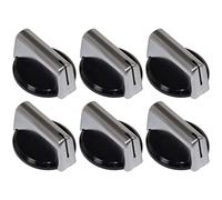 Ufixt Fits Baumatic Compatible Black and Silver Oven Cooker Hob Control Knobs - Pack of 6
