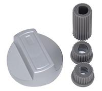 Ufixt Universal Cooker Control Knob | Silver Oven Dial Replacement | Includes 3 Adaptors for All Spindle Sizes | Compatible with MFI Moffat New World