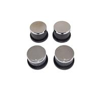 Ufixt Universal Cooker Control Knobs | 4 Pack Black and Silver Dials | D-Shape Spindle Fitting | compatible with Whirlpool Zanussi