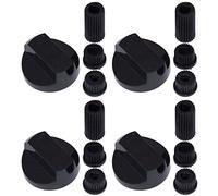 Ufixt Universal Cooker Control Knobs | 4 Pack Black Oven Dial Kit | Includes 12 Adaptors for All Shaft Sizes | Compatible with Most Brands