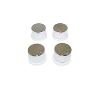 Ufixt Universal Cooker Control Knobs | 4 Pack White and Silver Dials | D-Shape Spindle Fitting | compatible with Lamona