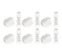 Ufixt Universal Cooker Control Knobs | 6 Pack White Oven Dial Kit | Includes 18 Adapters for All Shaft Sizes | compatible with New World